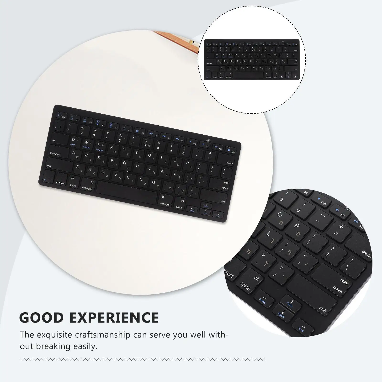 Teclado de idioma hebraico ultrafino, sem fio, silencioso, tamanho integral, portátil, para laptop, desktop, escritório, preto, x5, teclados de computador