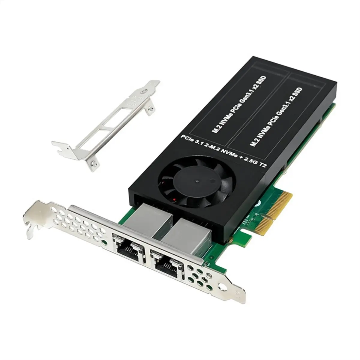 [VALUE PACK]PCIe 3.0 X8X16 Expansion Card 2 X M.2 M Key NVMe SSD NVME Expansion Card 1226+ASM2812 Dual 2.5G Copper Port 2N2T