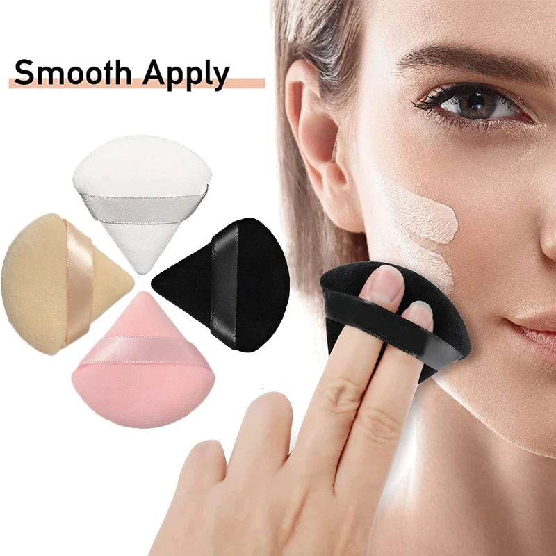 6 Stück Dreieck Beflockung Puder quaste Gesicht Make-up weichen Velours Pulver Puffs kosmetische Luftkissen Foundation nass trocken Beauty-Tools