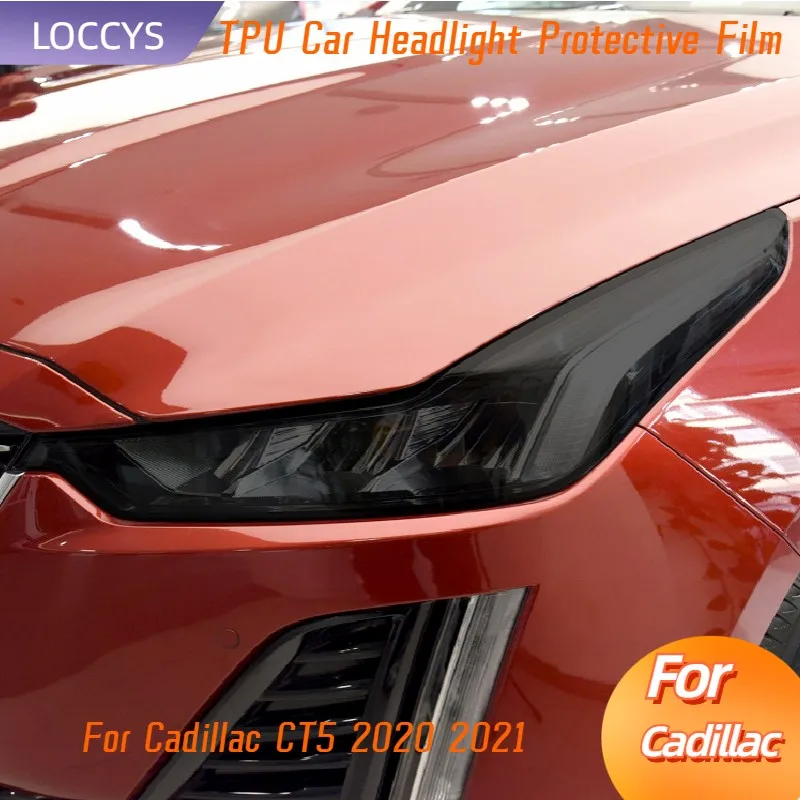 

For Cadillac CT5 2020 2021 Car Headlight Protection Tint Film Smoke Black TPU Protective Transparent Sticker Accessories