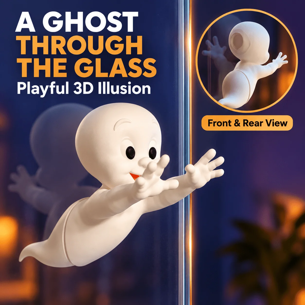 3D-Geister-Dekoration zum Durchfliegen durch das Fenster, gruselige weiße Phantom-Hängedekoration für Haustür, Vitrine, Halloween-Party – Detail 5