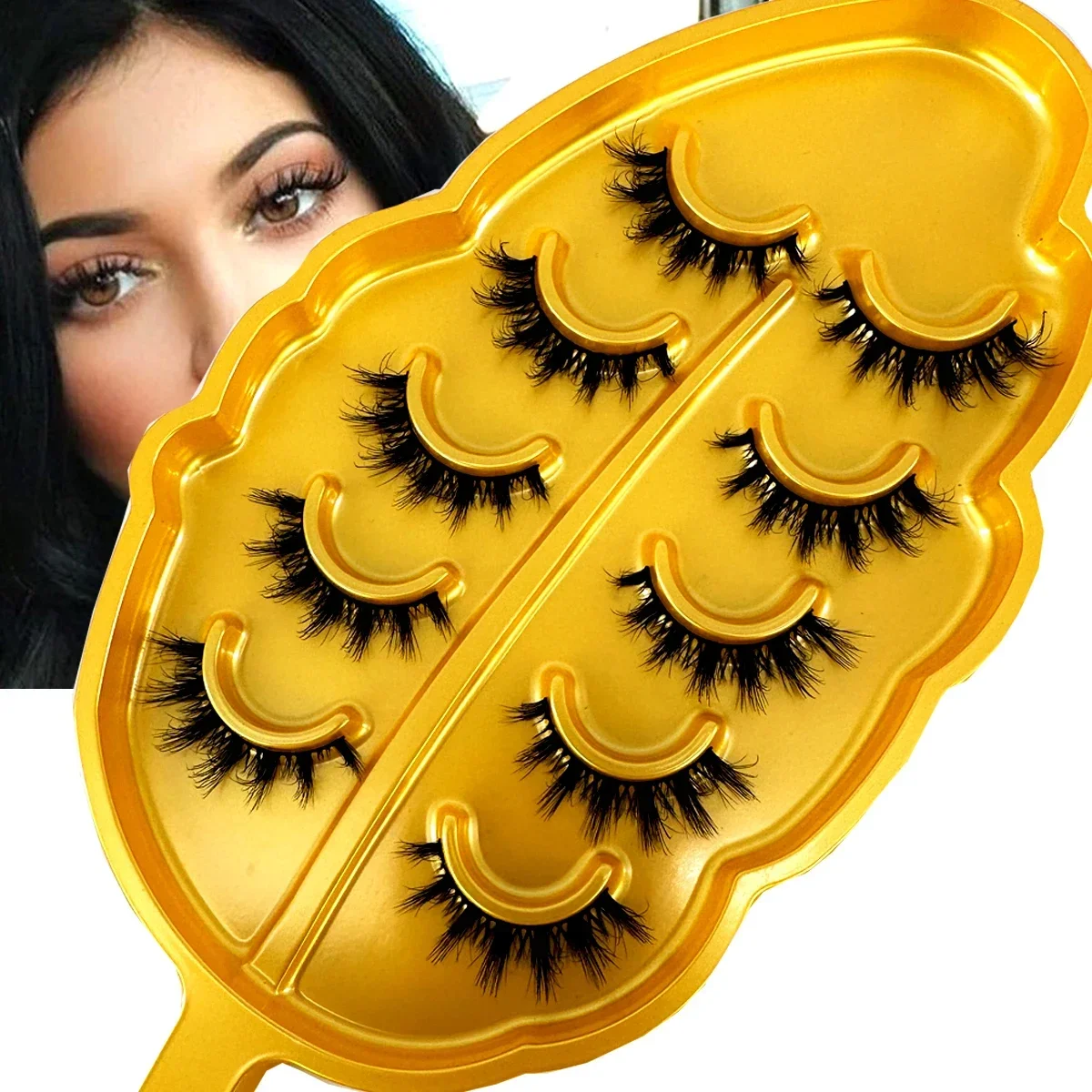 HBZGTLAD NEW 5pairs Messy Fluffy Volume Eyelashes6D Super Fluffy Wispy Mink Eyelashes Cat/Fox Eye Effect Dramatic Lashes Eyelash