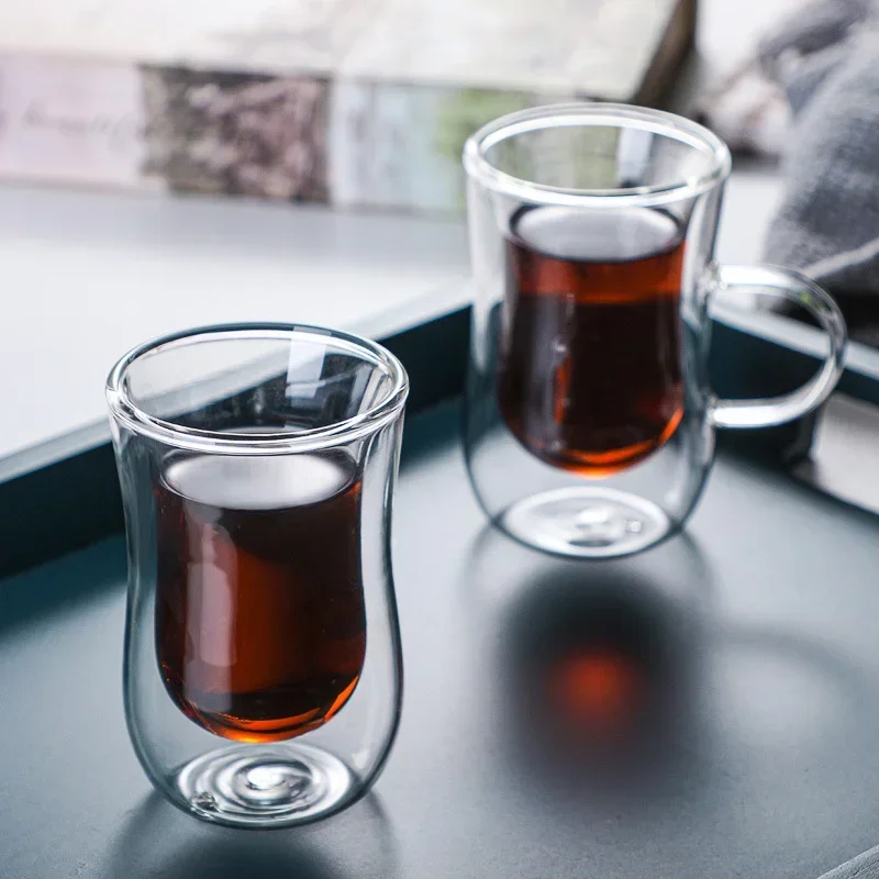 Double Wall High Borosilicate Glass Mug Tea Milk Lemon Juice Coffee Water Cup Heat Resistance Drinkware Lovers Beverage