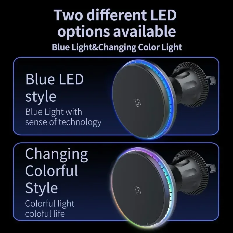 30W Magnetic Car Wireless Charger RGB For iPhone 12 13 14 15 Pro Max Macsafe Car Phone Holder Stand Mount Fast Charging Station image 2