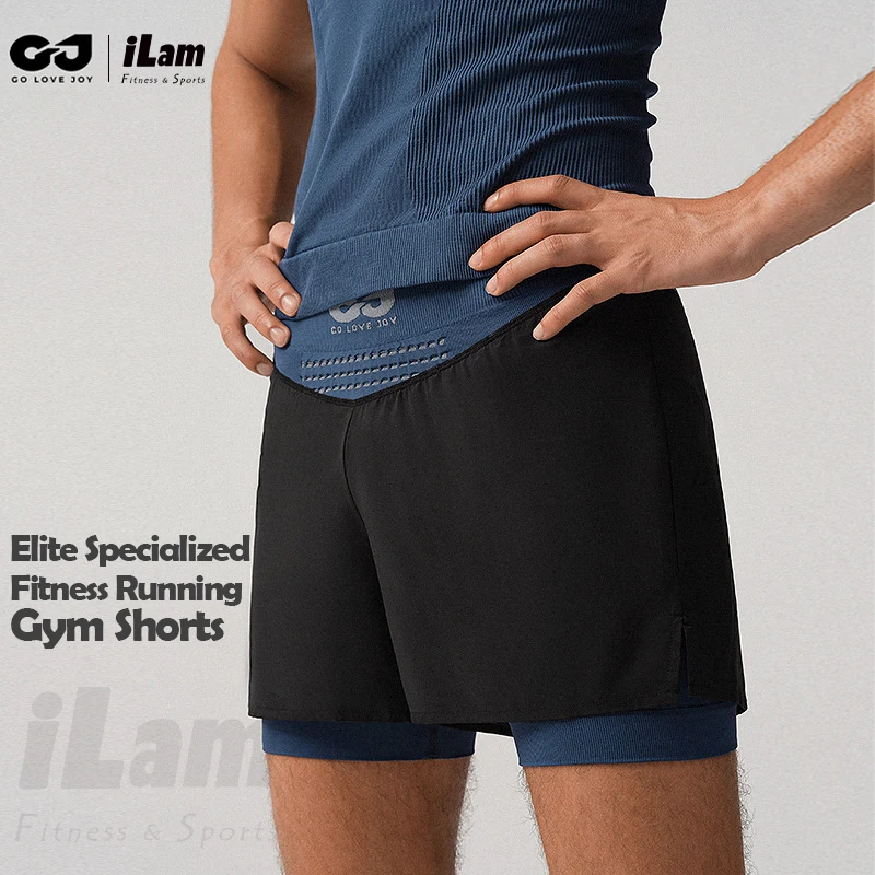 [REXCHI] Elite Specialized Fitness Gym Shorts,Breathable Quick dry Running Training Basketball Yoga Double Layer lined shorts