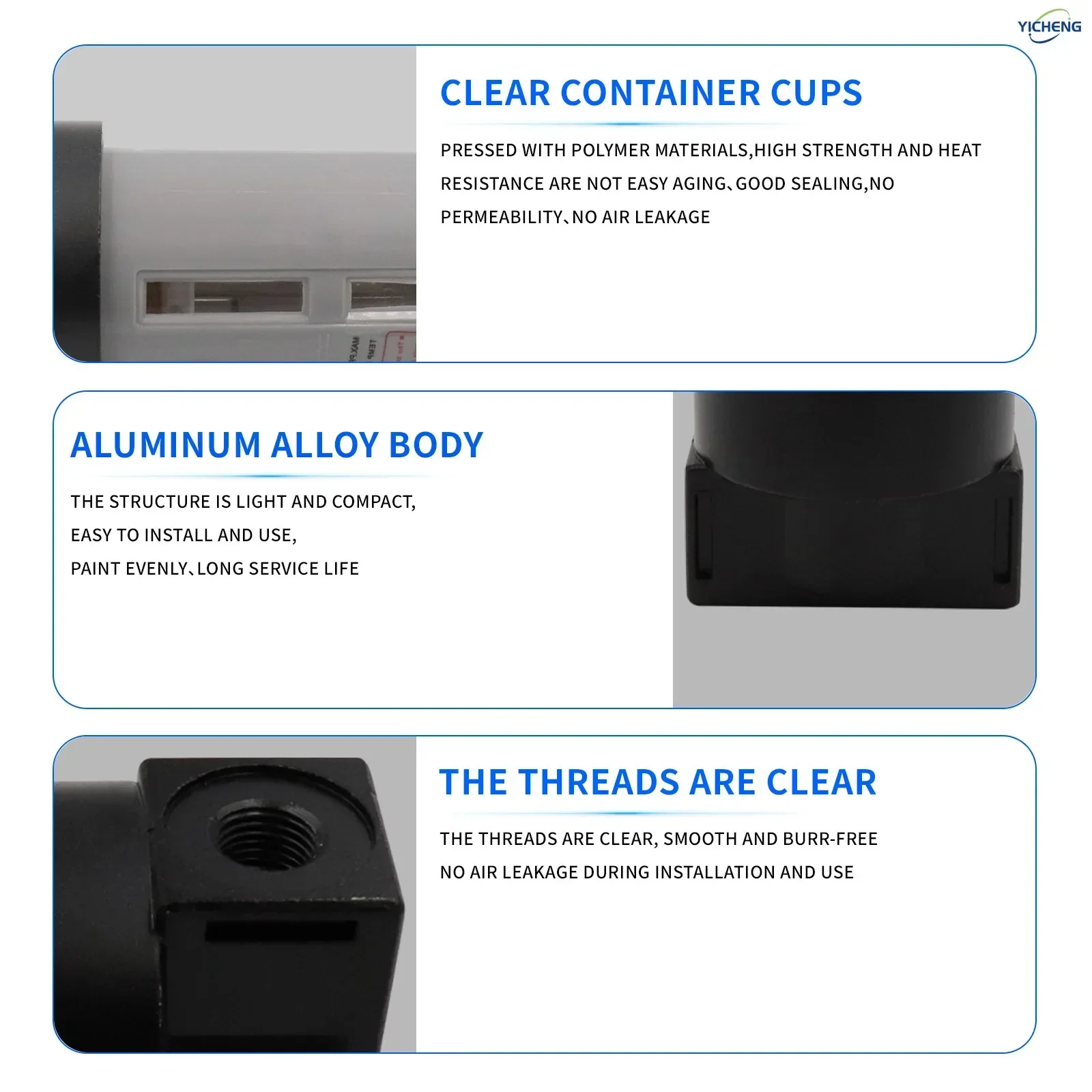 นิวเมติก 1/4 "3/8" 1/2 "นิ้วตัวกรองอากาศชุดควบคุมความดัน (0-145 Psi) องค์ประกอบ Air, คอมเพรสเซอร์กรองน้ํามัน-น้ําแยก