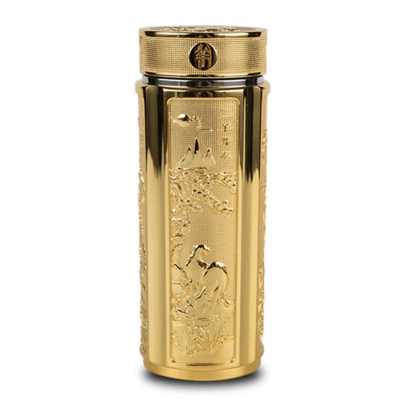 

San Yang Kai Tai Silver Cup, modern minimalist unisex insulated cup, business gift silver water cup, embossed craft cup