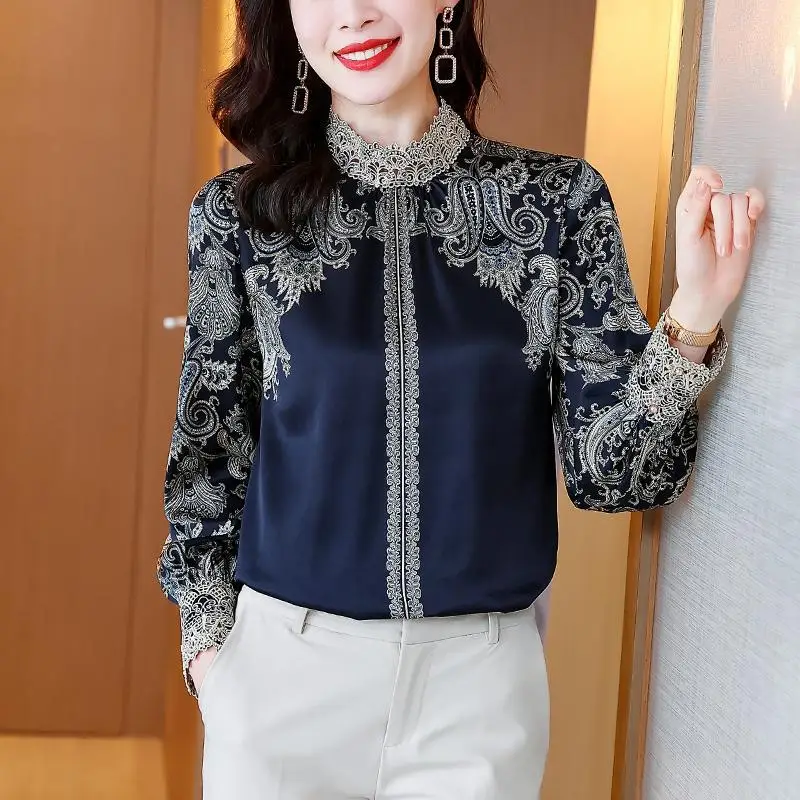 Casual Lace Patchwork Women\'s Clothing Temperament Autumn Winter Thin Interior Lapping Undercoat Korean Fashion Loose Blouses