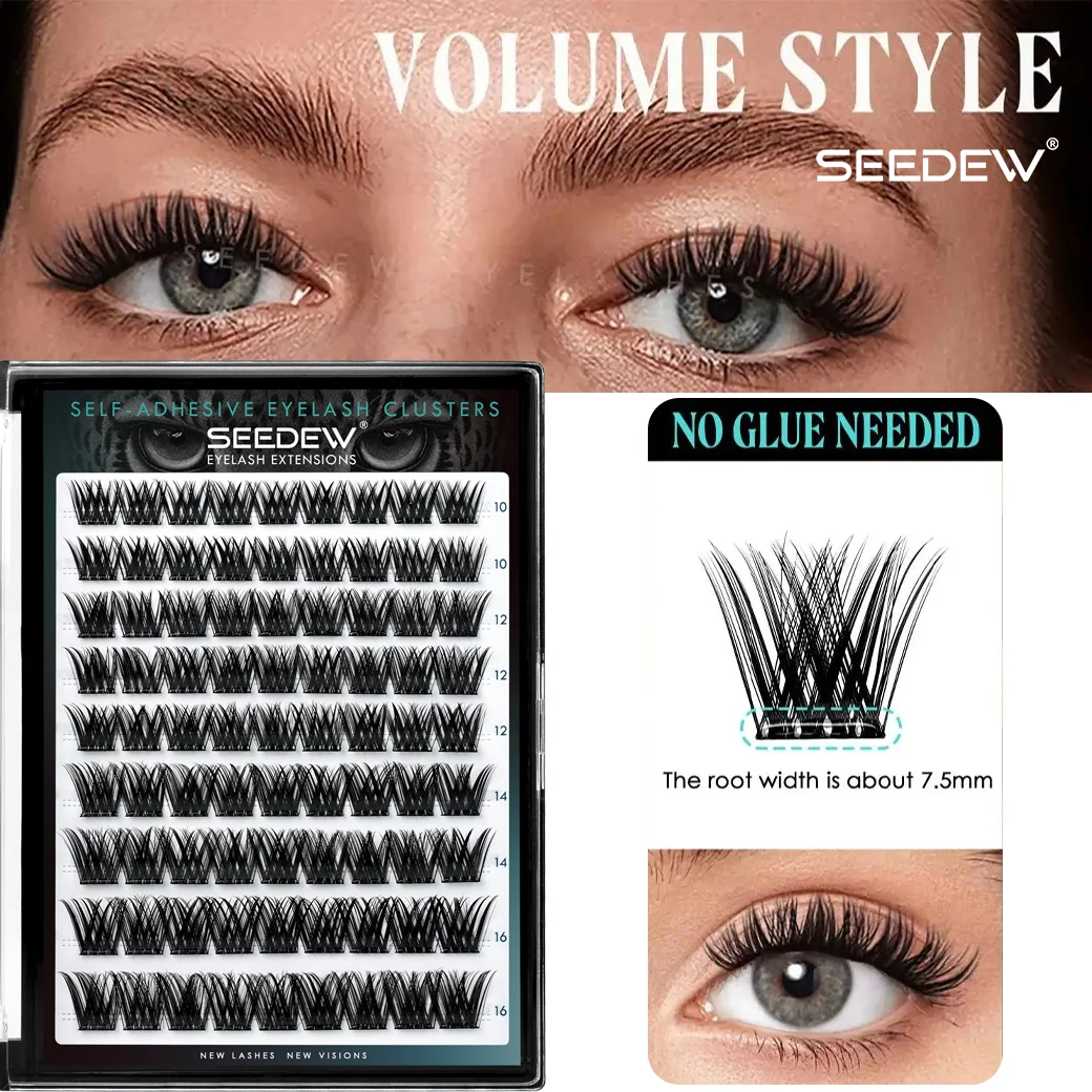 

SEEDEW 81Pcs Glue-free False Eyelashes Large Capacity Self-Adhesive Lashes Sweat-Proof Thin Stem