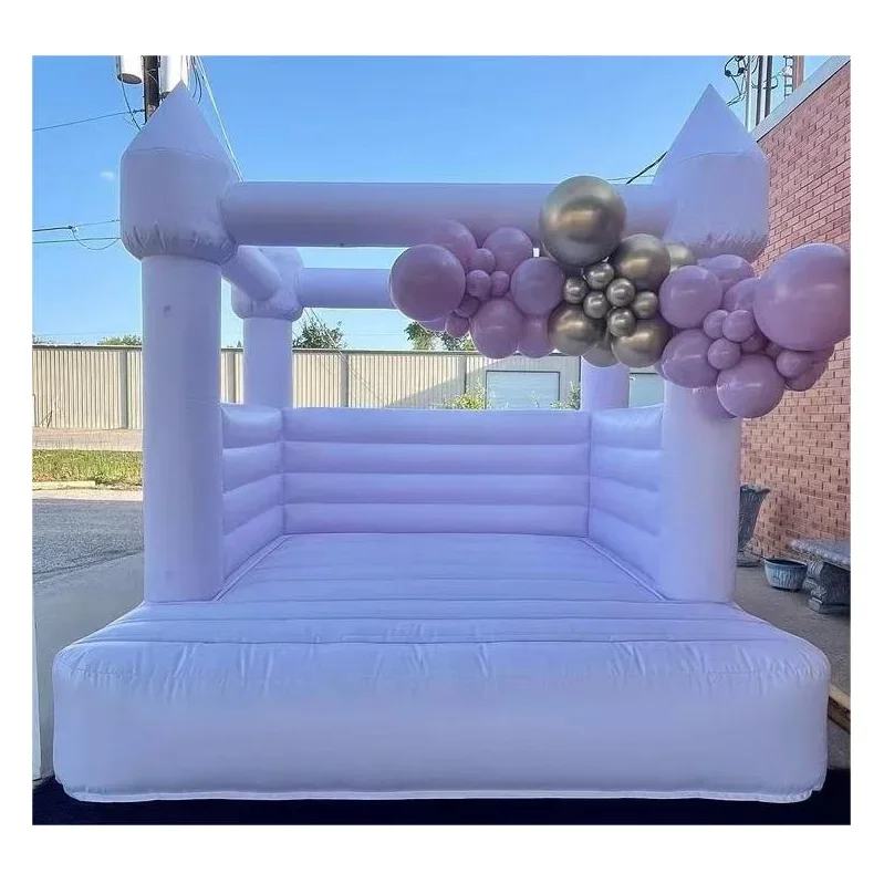 Indoor Bounce Castle with Ball Pit Balls and Kids Protection Net pink White Inflatable Bouncer Small Bounce House for Kids