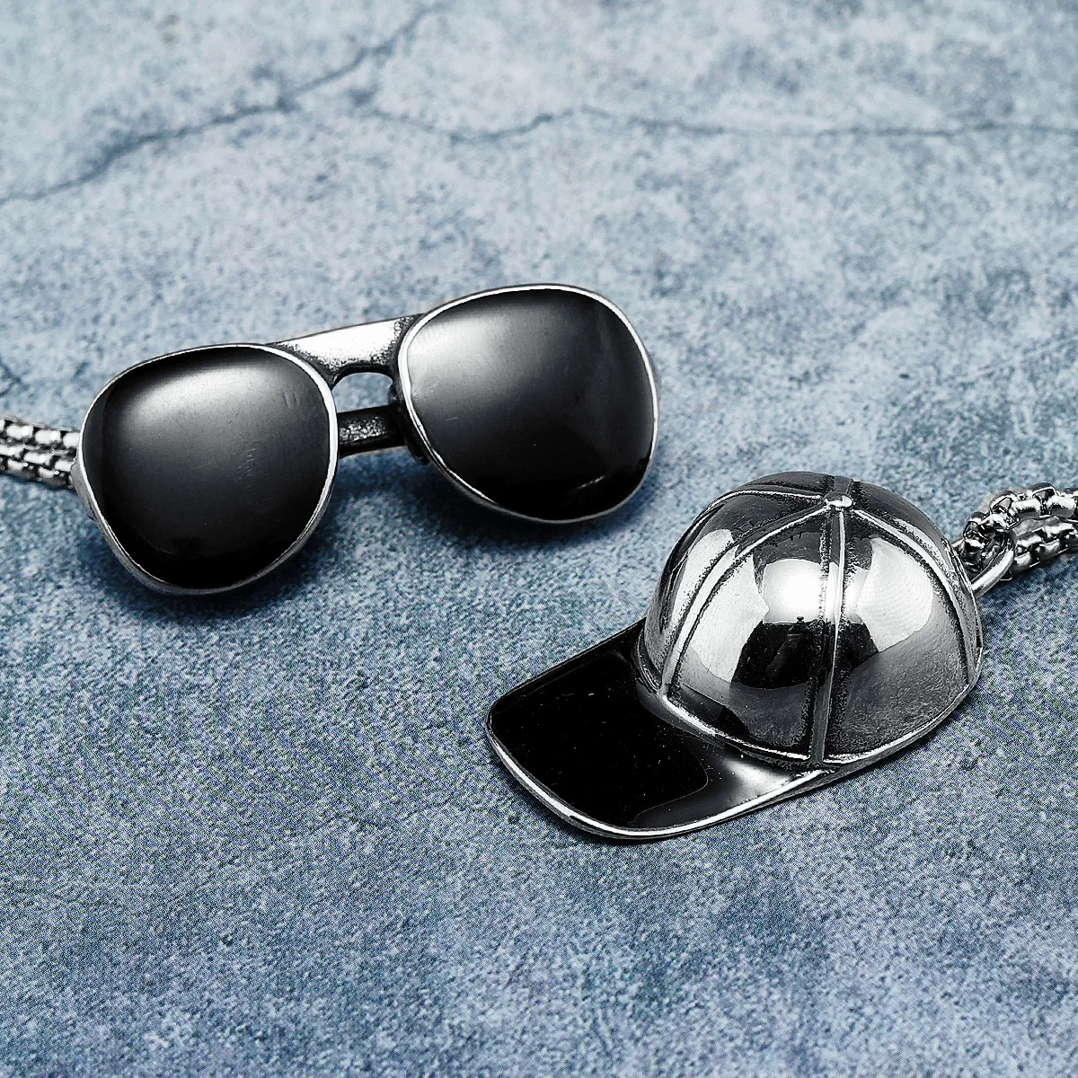 316L Stainless Steel Men Necklace Air Force Sunglasses Pendant Chain Cool Punk for Friends Biker Rider Jewelry Gift Dropshipping