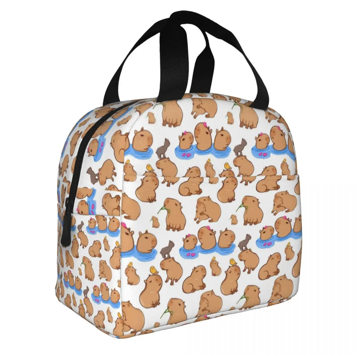 Capybara Pattern Insulated Lunch Bags Thermal Bag Lunch Container Kawaii Animal Large Tote Lunch Box Bento Pouch College Travel