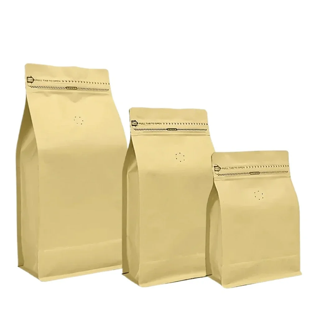 50pcs 250g 500g 1kg Eco Friendly Bag Stand Up Zipper Pouch Kraft Coffee Paper Bag Coffee Pouch