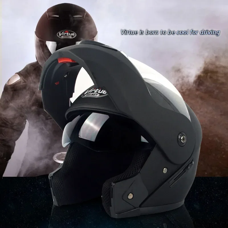 Electric Motorcycle Full Helmet Men Four Season Motorcycle Off-road Dual Mirror Motor Helmet Interior Visor Equipments Moto Part