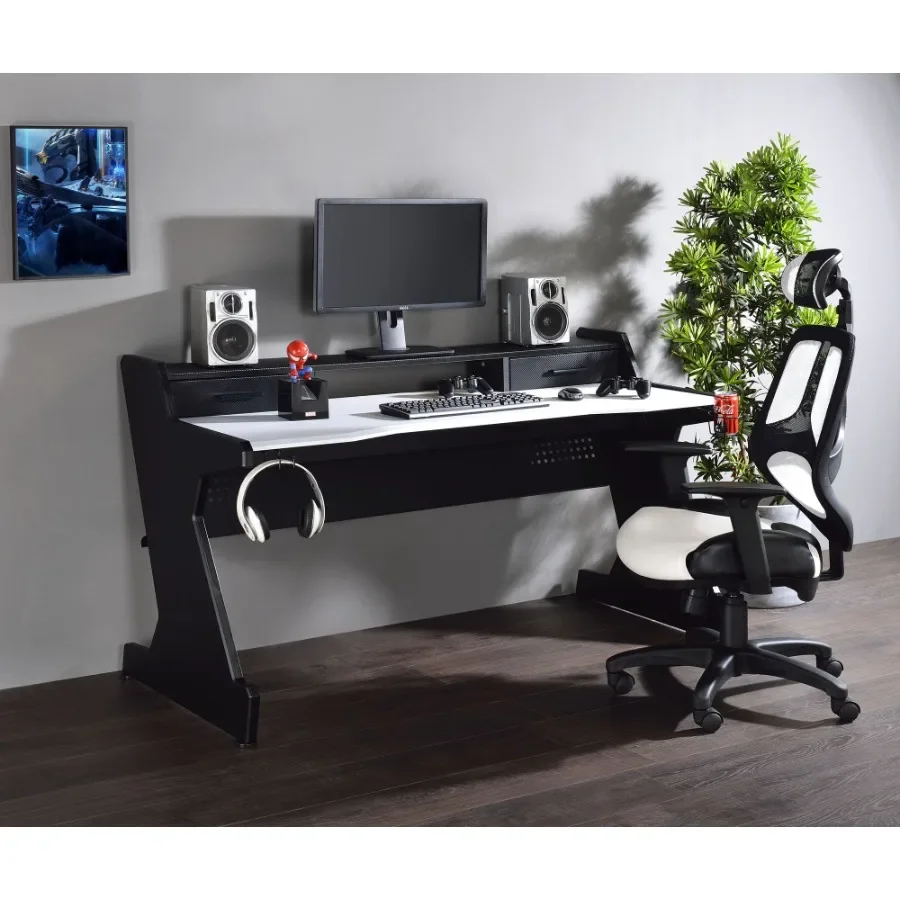 

Black and White 2-Drawer Gaming Desk