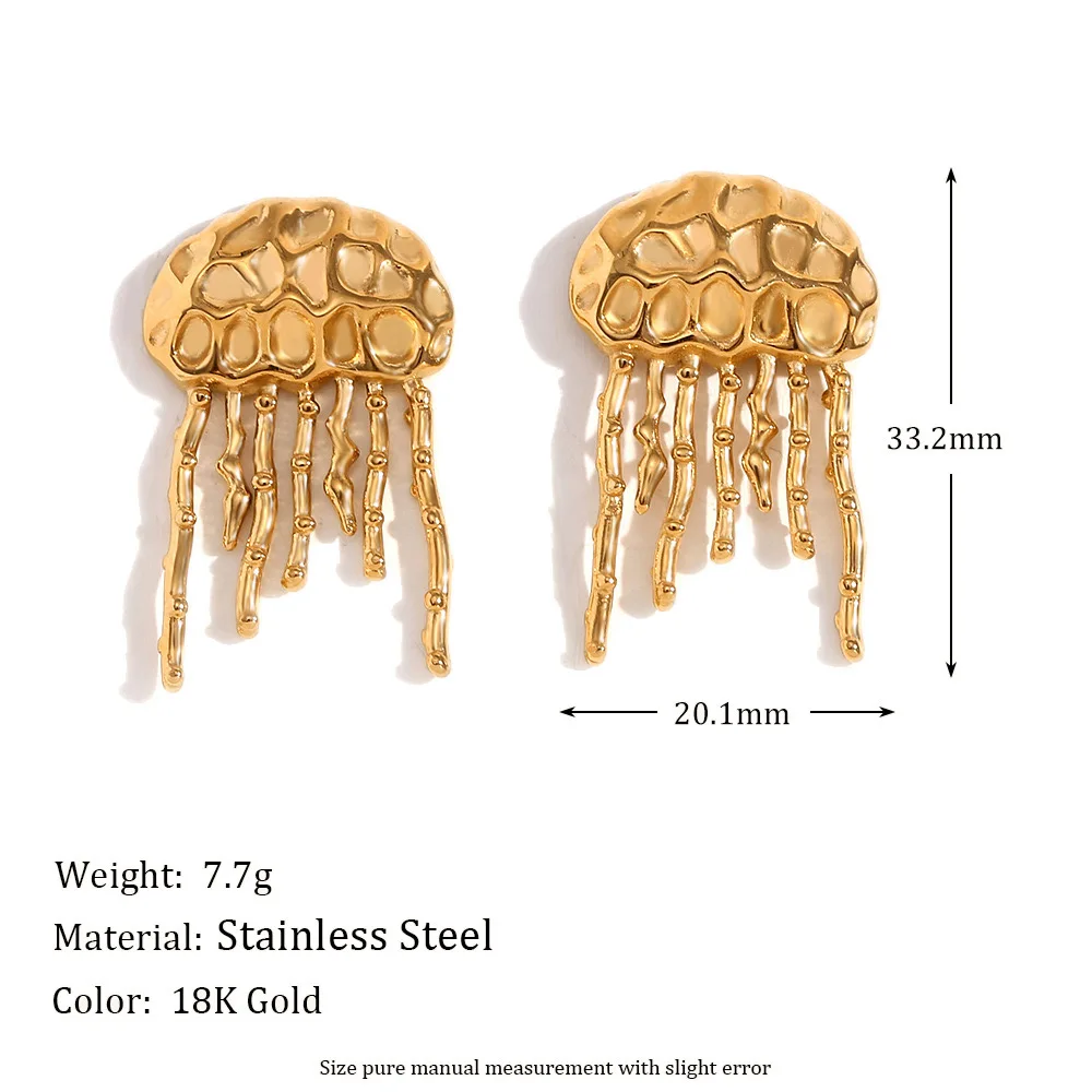 High Quality Gold Plated Stainless Steel  Jellyfish Shape Earring For Women's Jewelry Suitable For All Occasions