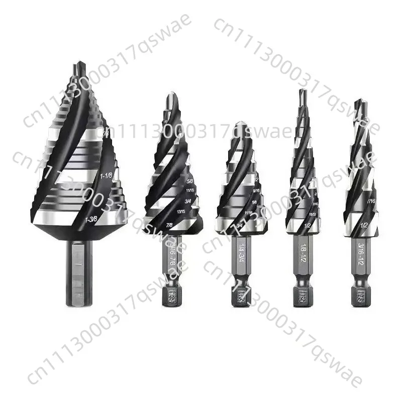 Ladder Drill Bits 3-Pack Four-Spiral Groove Ladder Drill Bits for Hexagonal Shank Ladder Drills for Stainless