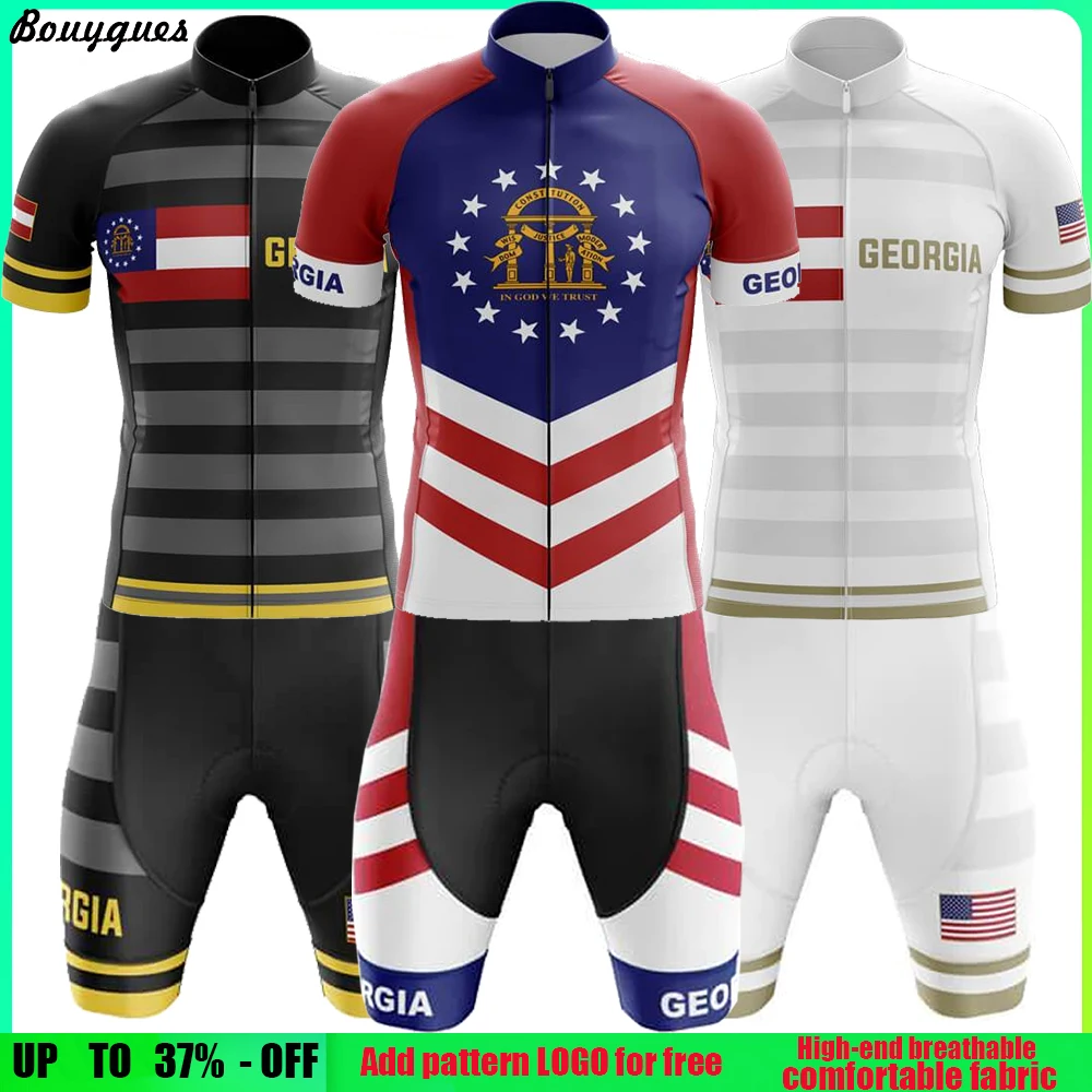 2023 GEORGIA  Men Cycling Jersey Set Summer Cycling Clothing MTB Bike Clothes Uniform Maillot Ropa Ciclismo Cycling Bicycle Suit