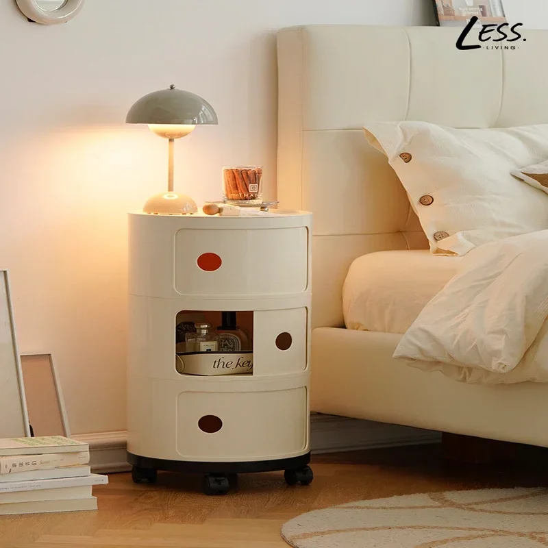 Modern White Bedside Cabinet, Portable Mini Side Table, Creative Nightstand for Bedroom, Stylish Furniture, Compact