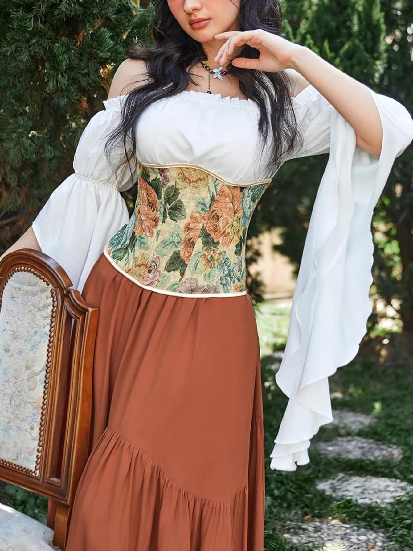 Sexy Corset underbust Floral print Waist Trainer Tummy Control Slimming Waist Belt Zipper Modeling Strap Lace Up Boned Halloween