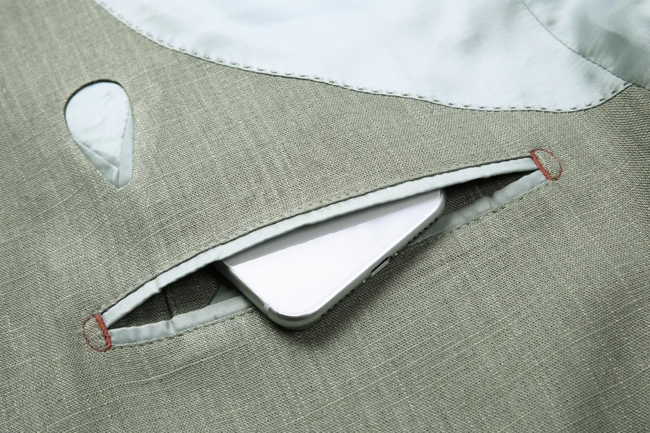 Herren Leinen Blazer Leichte Sommerjacke Unstrukturiert Smart Casual Atmungsaktiv Kühlend Lyocell Resort Stil Stiller Luxus Eleganter Mantel Sonnenschutz Urlaub Strand Viskose Mischung Oberbekleidung Büro Reise Freizei – Detail 19
