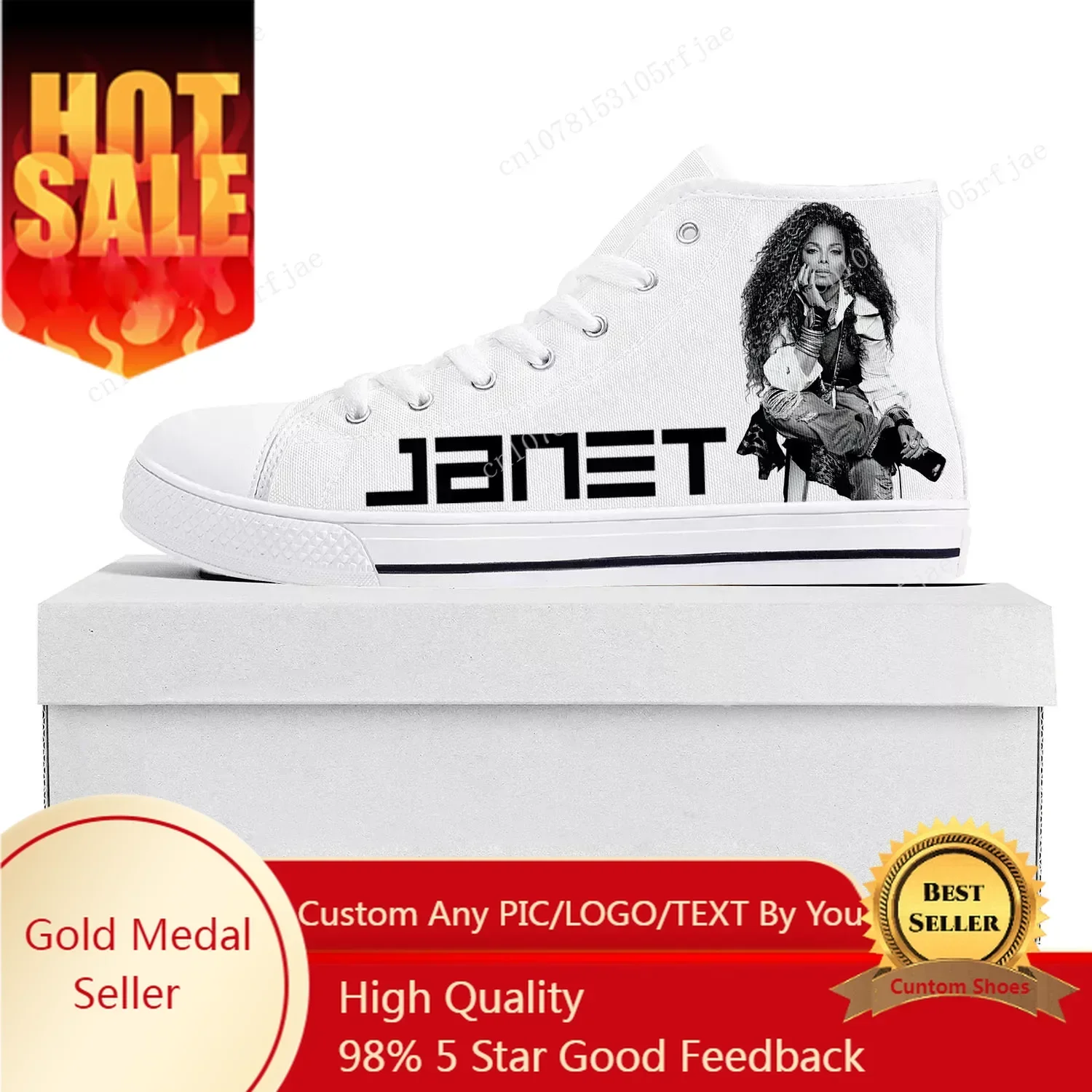 Janet Jackson Actor Singer High Top Advanced Sneakers Teenager Mens Womens Custom Shoe Canvas Sneaker Casual Couple Shoes