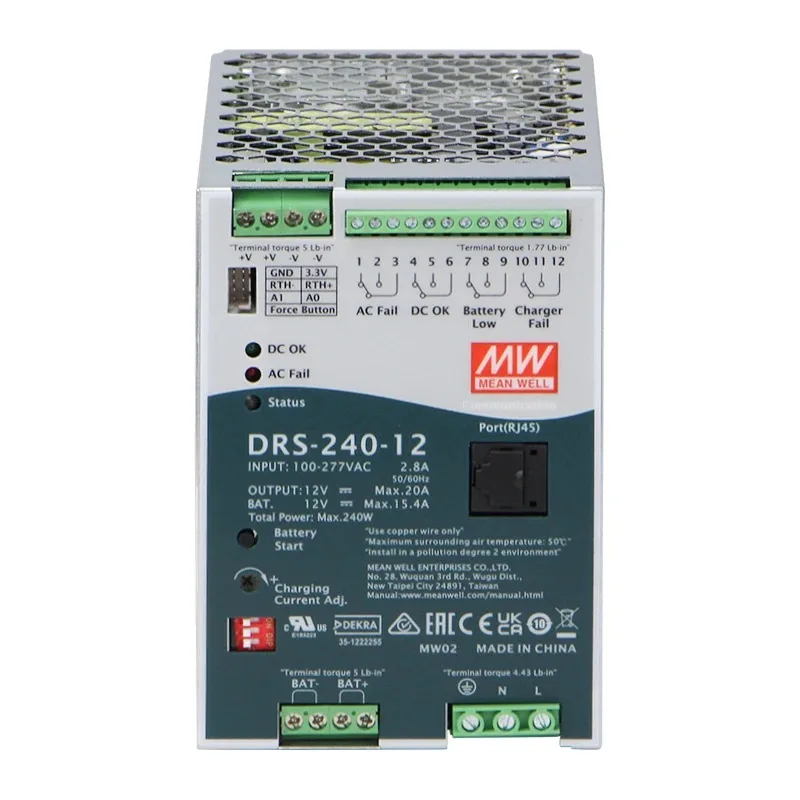 Mean Well 240W DRS-240-12 All in One Intelligent AC DC Din Rail Type Security  Power Supply