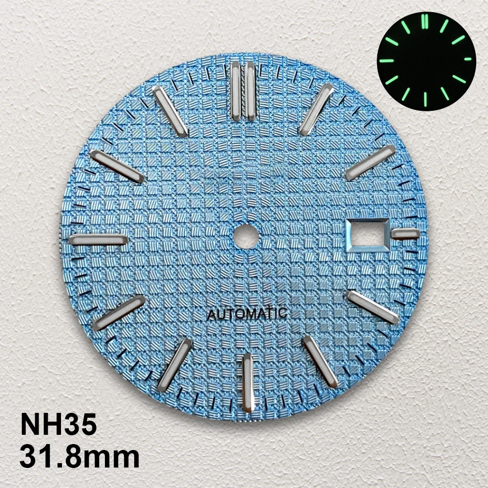 31.8 مللي متر S شعار البلوط الهاتفي صالح NH35 الحركة التلقائية الأخضر مضيئة ساعة عالية الجودة تعديل الملحقات