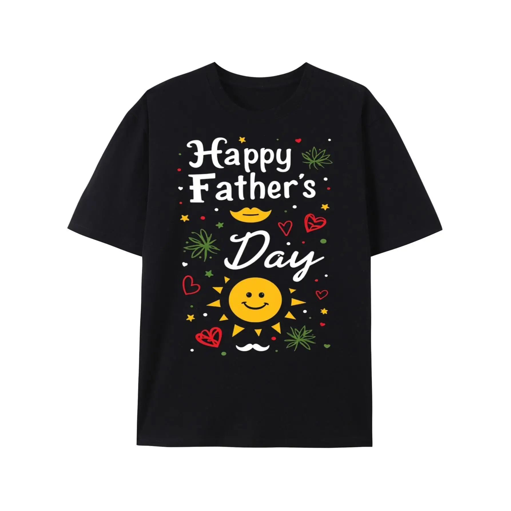 

Happy Father'S Day Graphic Tee with Fun Mustache and Sun DesignT-Shirt