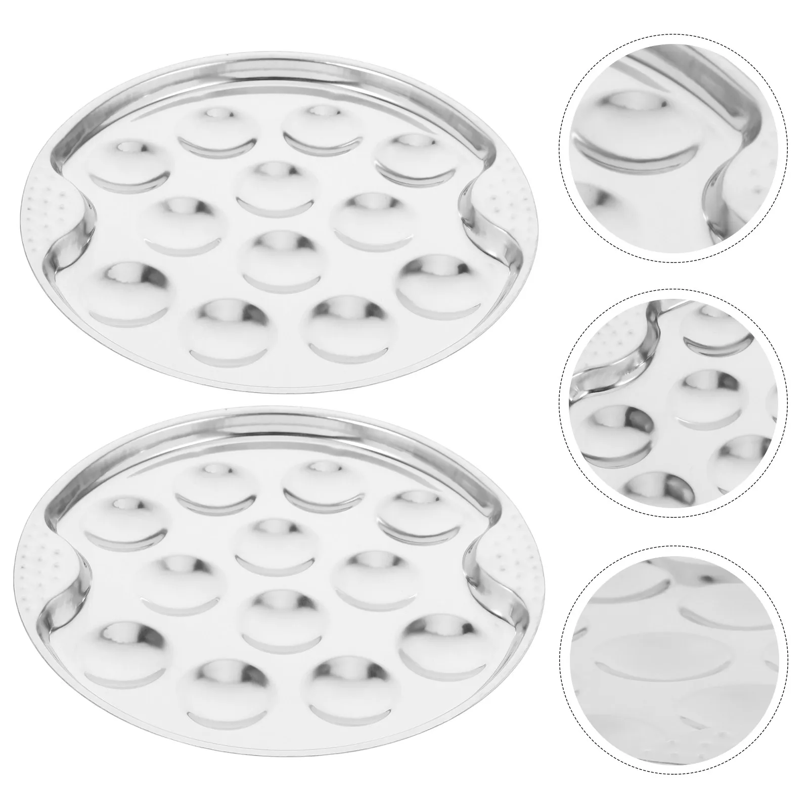 2Pcs Stainless Steel Escargot Plate 12-Hole Snail Holder for Baking Grilling Steaming Mushrooms Shrimp Oysters Outdoor Kitchen
