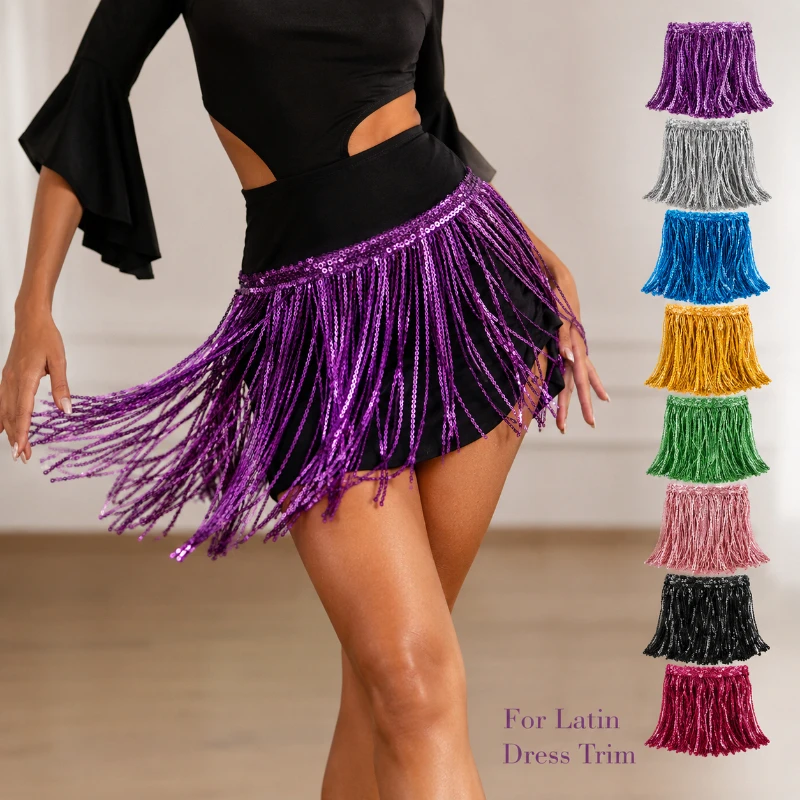 5/9 Yards 17cm Pailletten-Fransen-Borte Glitzerband für Latein-Tanzkleider, Vorhänge, Sofabezüge, Näharbeiten und Dekoration