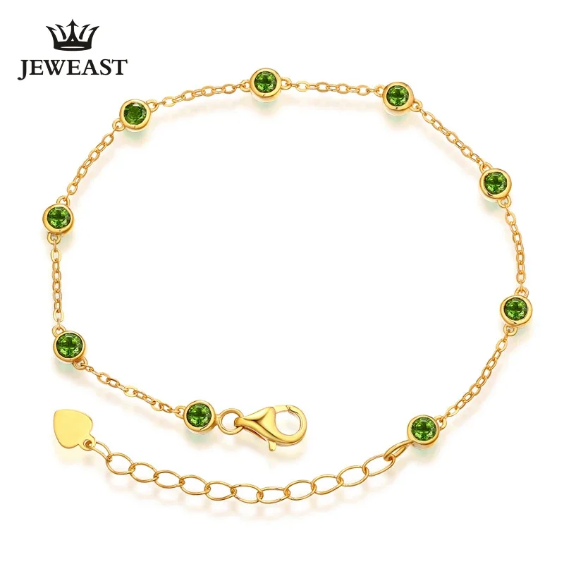 

Natural Emerald 18k Pure Gold Female Bracelets Fine Jewelry Gift Girl Thin Trendy Solid 750 Real Bangle Party Good Nice