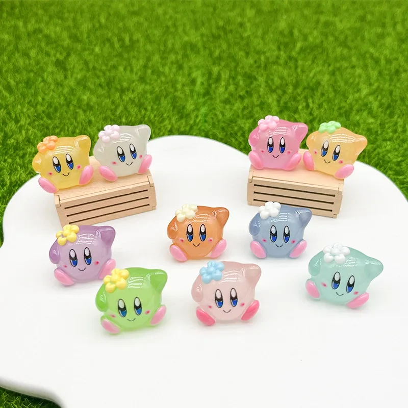 Kirby Decorazioni luminose Desktop Interni auto Piccolo ornamento Giardino fai da te Mini bambola Accessori in miniatura Decorazioni paesaggistiche Giocattoli