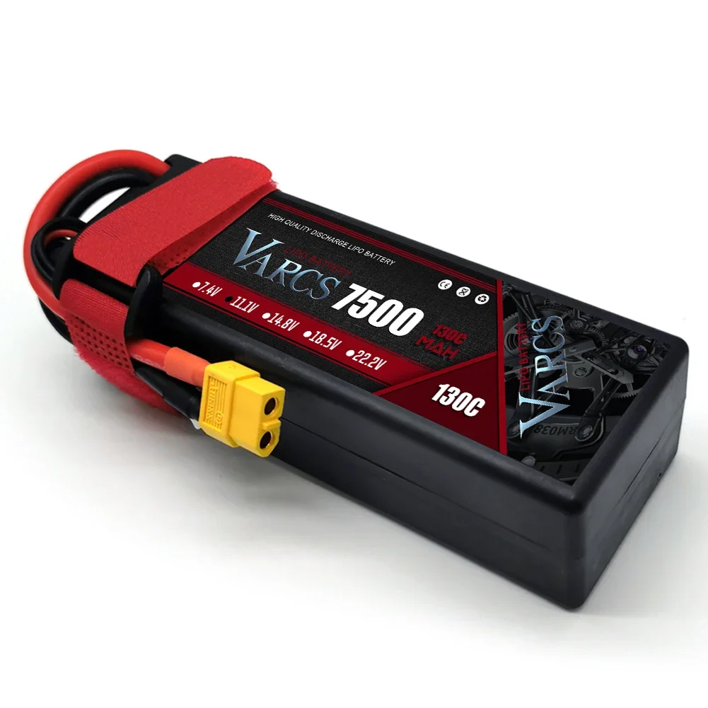 VARCS-Batterie Lipo 2S 3S 4S, 7500mAh 130C, avec compte 60 EC5 TRX T/DEANS, compte 90, compte 150, étui rigide pour Bumosquito RC, voiture, bateau, avion, 1/8