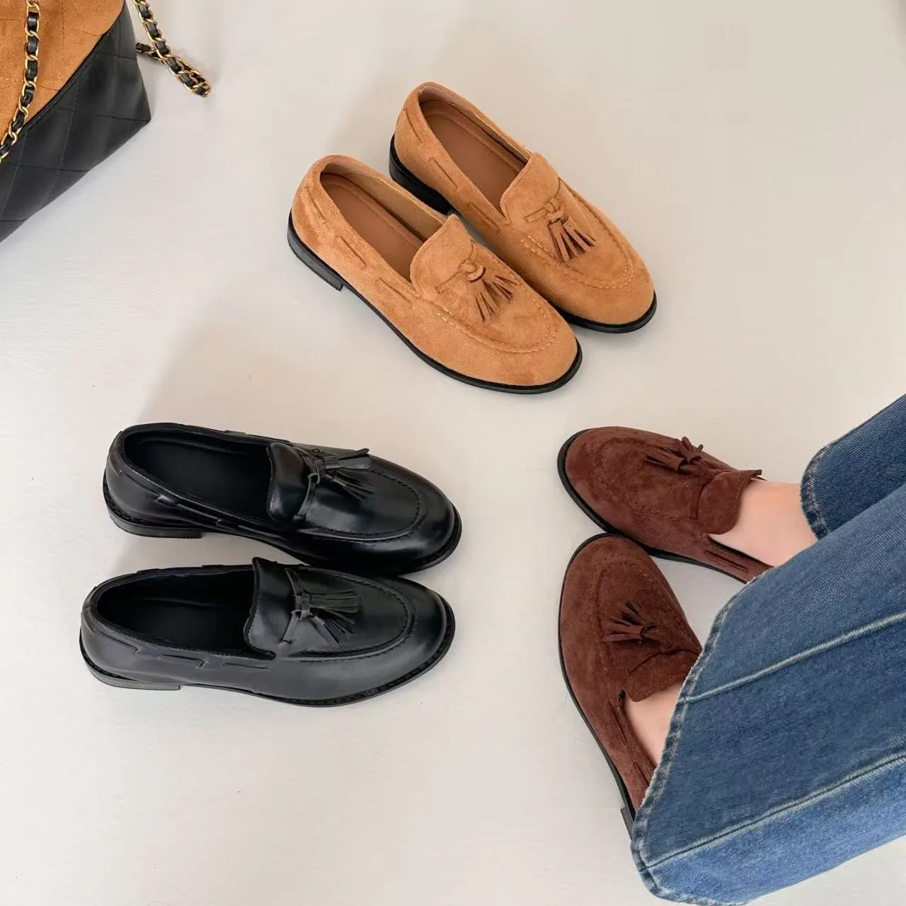 

Women's 2026 New Suede Tassel Loafers Slip-On Flat Shoes for Women Casual Office Work Daily Outdoor Street Wear for All Seasons