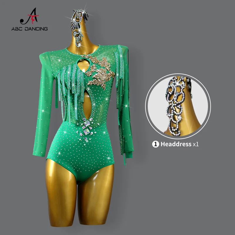 Latin Dance Dress Competition Extreme Mini Ball Practice Wear Prom Costume Ladies Bodycon Womens Line Suit Sexy Skirt Customized