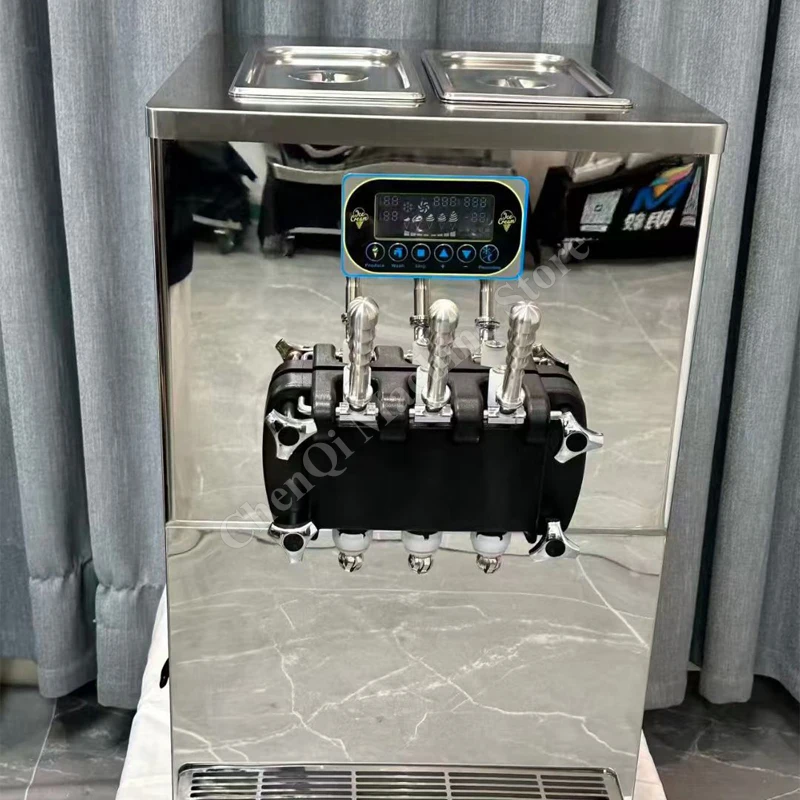 آلة الآيس كريم الناعمة مضخة توسيع الهواء طاولة الحفاظ الليلية مزدوجة 7 لتر هوبر صانع آلة صنع الآيس كريم
