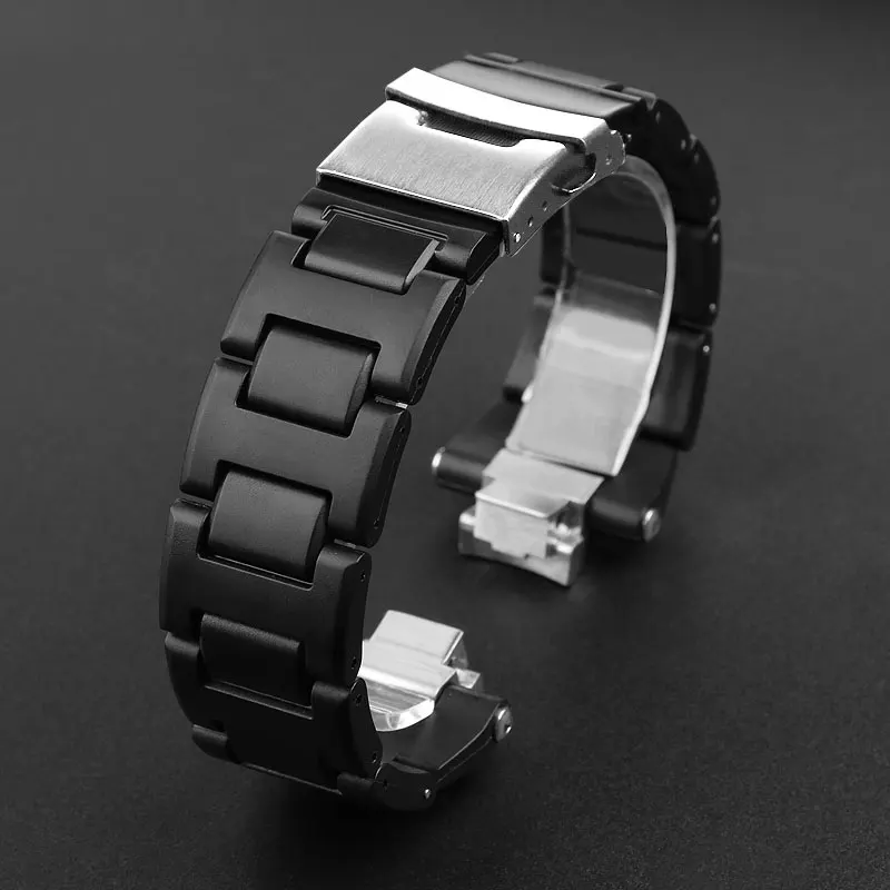 Modified strap For Casio G-SHOCK Steel Heart GST-B400 GST-B400AD watchband accessories plastic steel replacement bracelet black