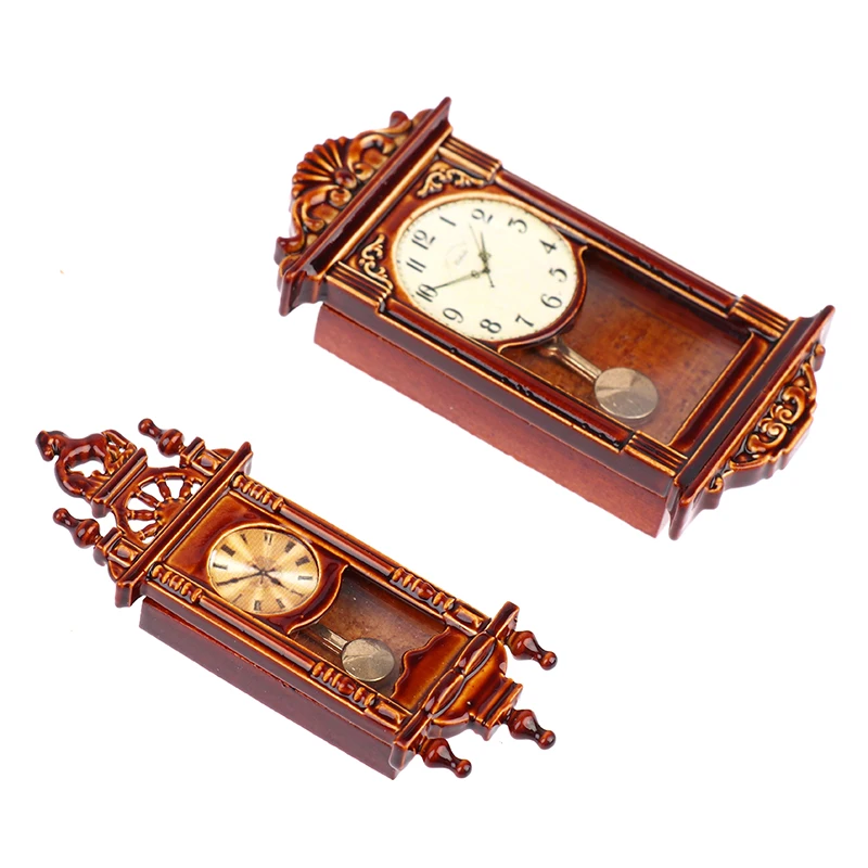 1:12 Dollhouse Miniature Wall Clock European Vintage Clock Furniture Model Decor Toy Doll House Accessories