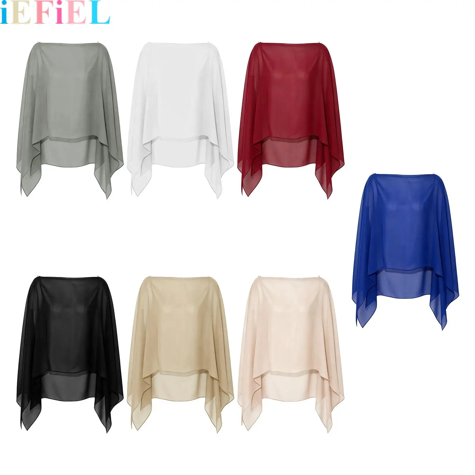 Womens Sheer Cape Loose Asymmetrical Hem Cape Shawl Wraps Casual Costume Accessory for Wedding Party Outing