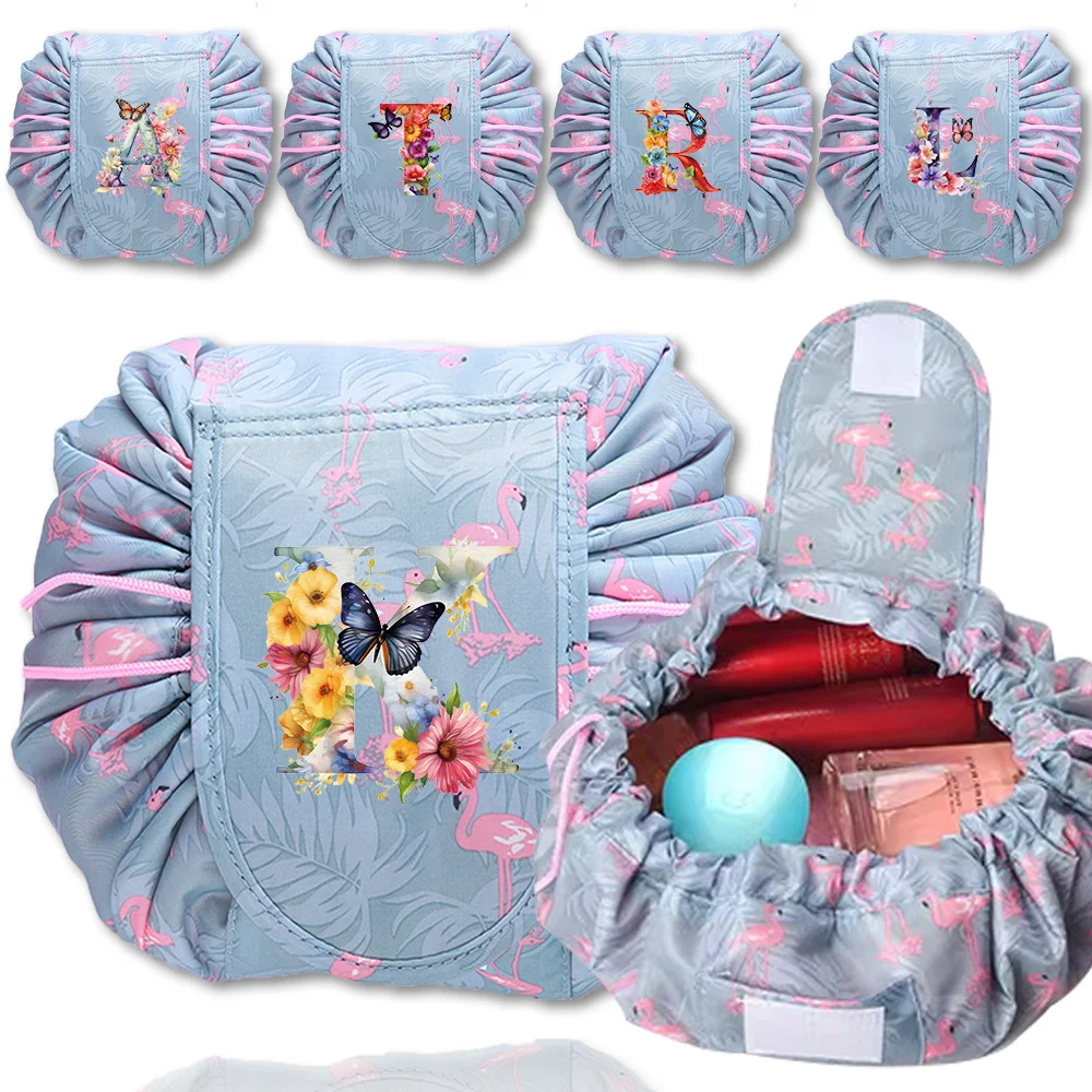 

Cosmetic Bag Aesthetic Make Up Bags Women Flamingo Drawstring Cosmetic Bag Butterfly Letter Series Waterproof Toiletry Organizer