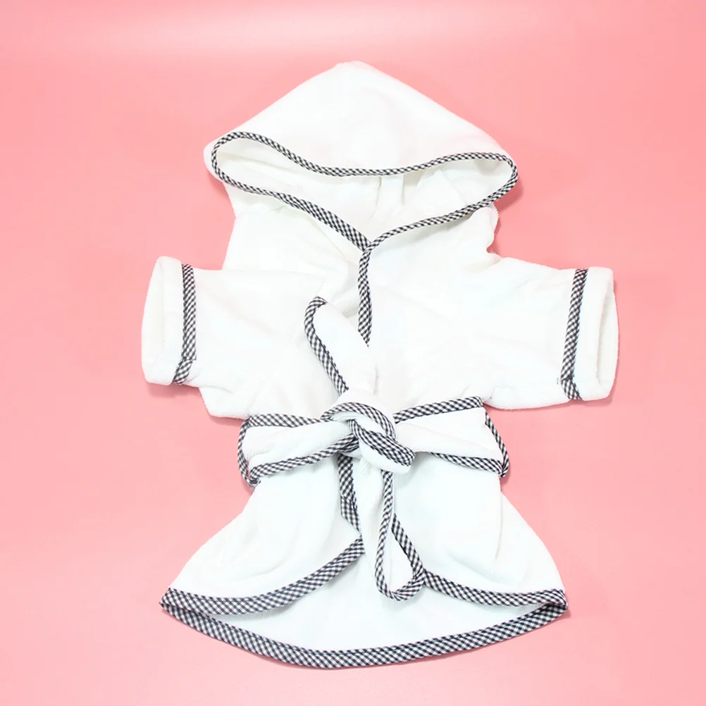 

Simple Dog Bathrobe Absorbent Quick-drying Polyester Saft Robe Warm Animal Pajamas Bathrobe for Pet Dog Cat (White, Size S)