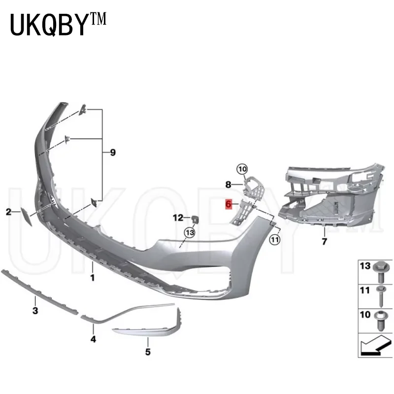 Lower left side of guide element 7system G11 G12 730d 740i  51117475193 51117475194