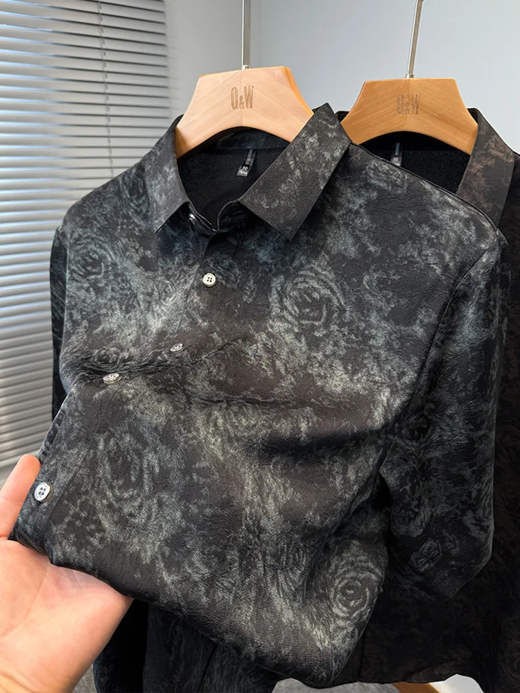 

New Chinese Style Printed Men's Short Sleeve Shirt Ice Silk Summer Casual Fashion high-grade Loose Fit Shirt for Young Men