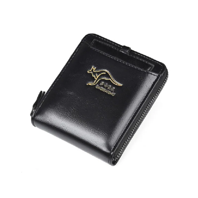 Men's PU Leather Wallet Anti-Theft RFID Shield Zipper Card Holder Small Short Business Purse Money Bag Leisure Gift
