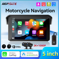 Motorcycle Screen Wireless CarPlay Android Auto Bluetooth Navigation 5inch IPS Screen Portable Waterproof GPS Remote Control