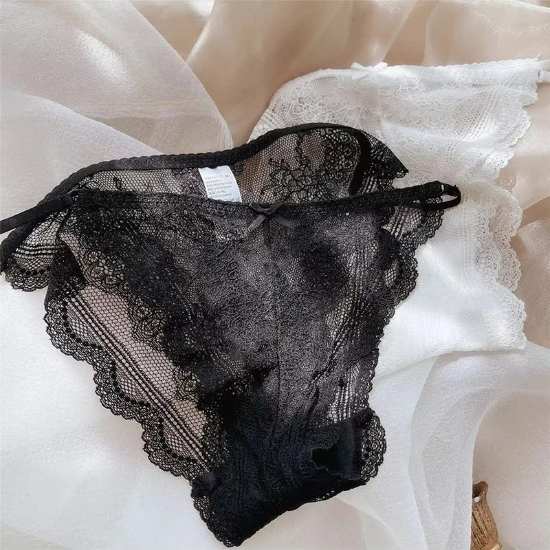 Sexy Low-rise Panties Transparent Ultra-thin Lace Soft Breathable Cotton Crotch T Pants Half Pack Hip Thong Comfortable Panties