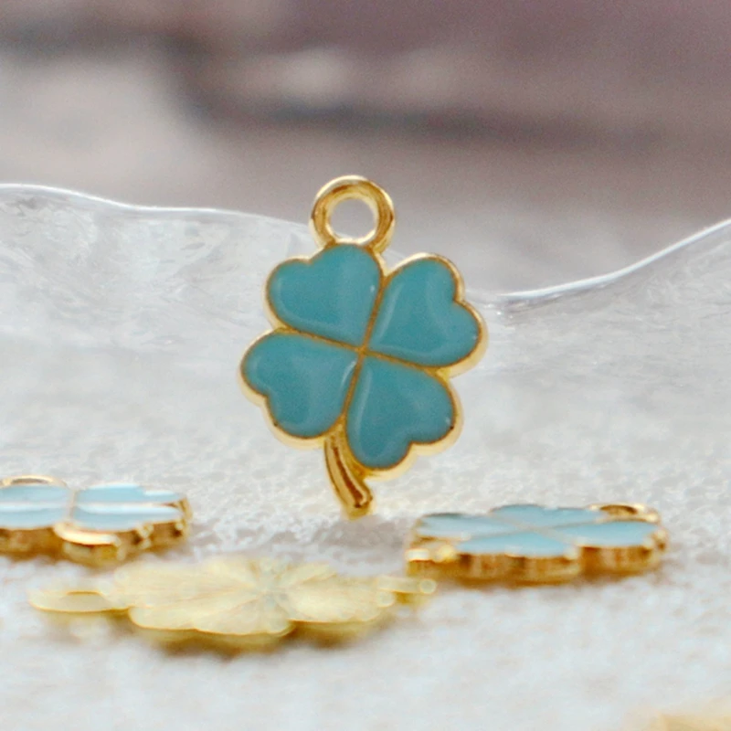 10pcs Multi Color Clover Alloy Enamel Pendant Fashionable Charms Dangle DIY Necklace Bracelet Earring Jewelry Accessory Assembly
