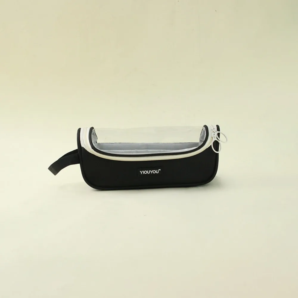 Fresh Large Capacity Pen Bag with Lanyard Transparent Stationery Storage Bag Simple Multi-function Makeup Organizer Students