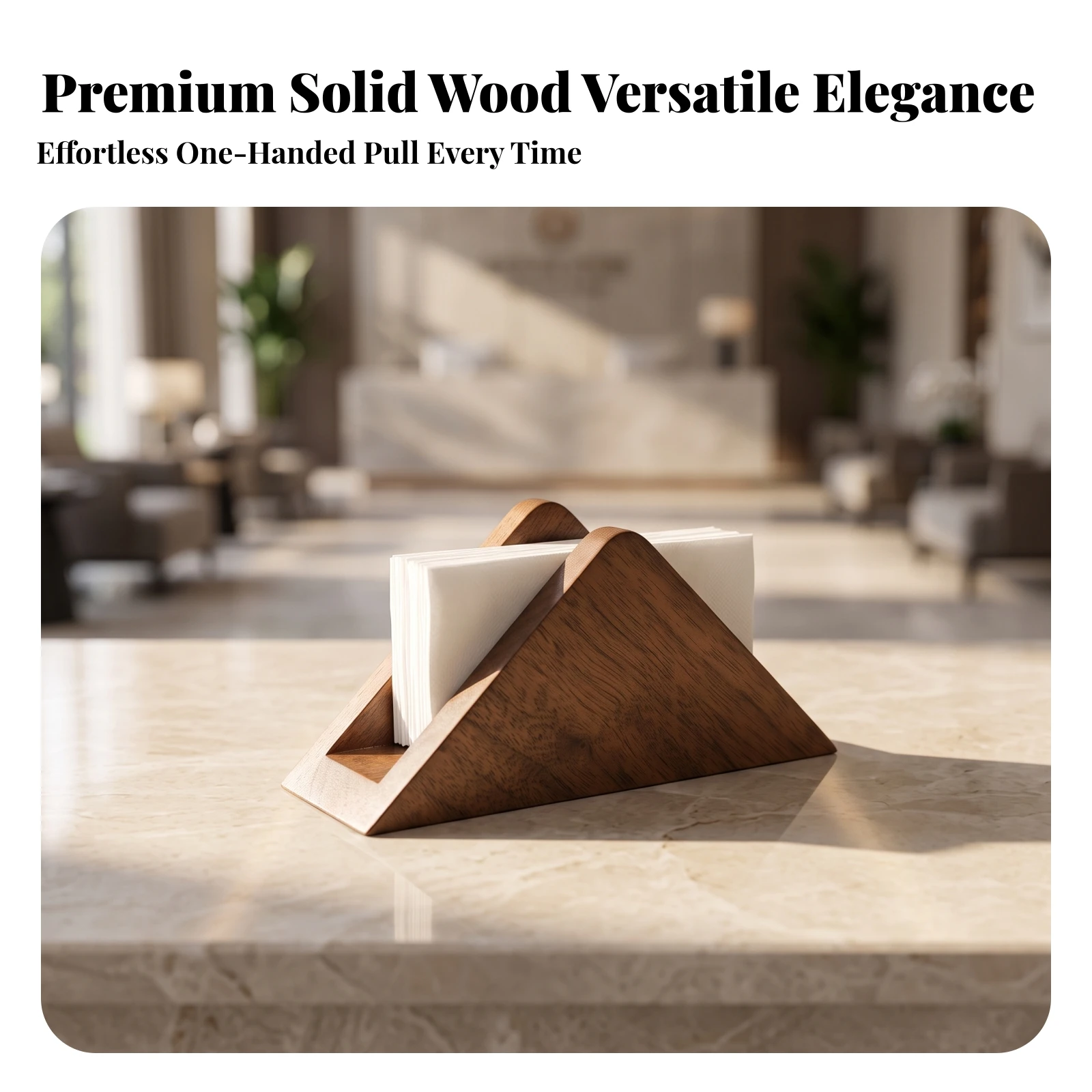 Wooden Tissue Holder Minimalist Triangular Tissue Holder Decorative Compact for Cafes, Dining Tables, Countertops